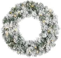 Everlands kerstkrans Imperial - met sneeuw en verlichting 40 LEDs groen, wit 50cm - afbeelding 1