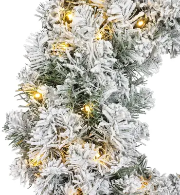 Everlands kerstkrans Imperial - met sneeuw en verlichting 50 LEDs groen, wit 60cm - afbeelding 2