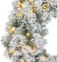 Everlands kerstkrans Imperial - met sneeuw en verlichting 50 LEDs groen, wit 60cm - afbeelding 2