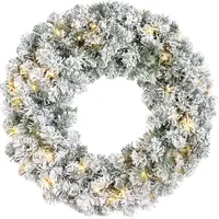 Everlands kerstkrans Imperial - met sneeuw en verlichting 50 LEDs groen, wit 60cm - afbeelding 1
