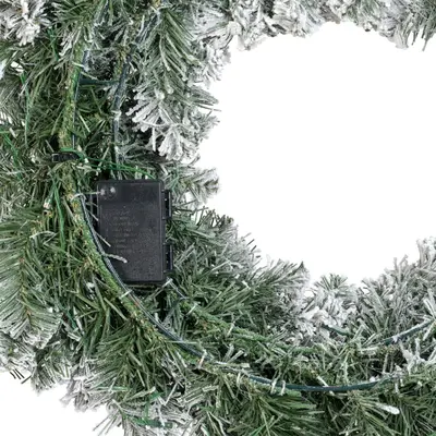 Everlands kerstkrans Imperial - met sneeuw en verlichting 50 LEDs groen, wit 60cm - afbeelding 5