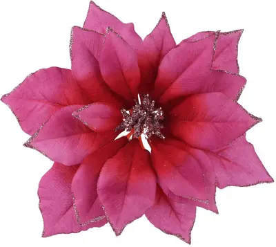 Everlands kunstbloem poinsettia 24cm roze - afbeelding 1