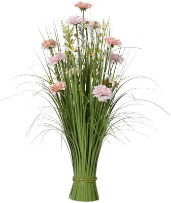 Everlands kunstboeket gras 35cm zacht roze - afbeelding 1