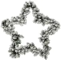 Everlands kunstkerstkrans ster groen met sneeuw 60 x 7.6 cm - afbeelding 1