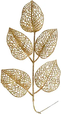 Everlands kunsttak blad 36cm licht goud 10 stuks - afbeelding 1