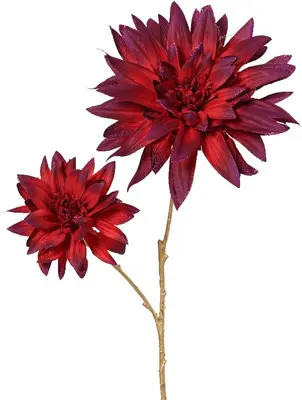Everlands kunsttak dahlia 75cm donkerrood - afbeelding 1