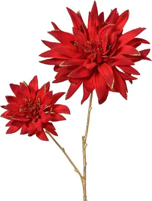 Everlands kunsttak dahlia 75cm rood - afbeelding 1