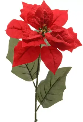Everlands kunsttak poinsettia 67cm rood - afbeelding 1