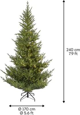 Everlands Norway grote verlichte kunstkerstboom groen 240cm, 1100 lampjes - afbeelding 4