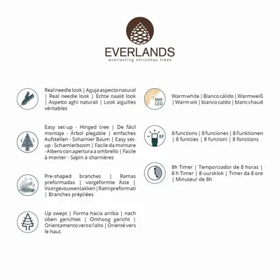 Everlands Norway verlichte kunstkerstboom groen 210cm, 900 lampjes - afbeelding 10