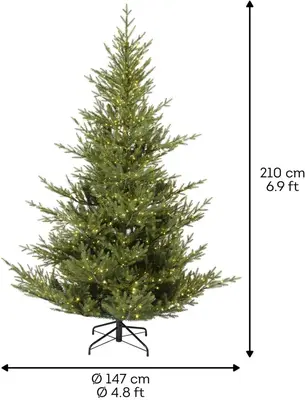 Everlands Norway verlichte kunstkerstboom groen 210cm, 900 lampjes - afbeelding 2