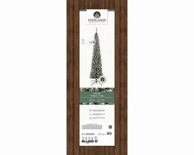 Everlands Pencil pine grote kunstkerstboom besneeuwd groen 240cm - afbeelding 8