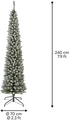 Everlands Pencil pine grote kunstkerstboom besneeuwd groen 240cm - afbeelding 4