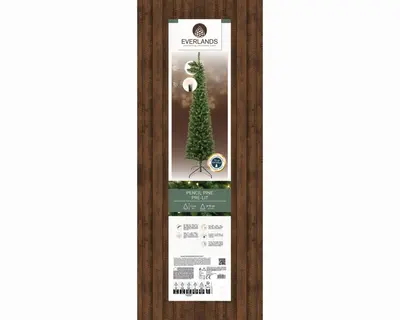 Everlands Pencil pine grote verlichte kunstkerstboom groen 240cm, 380 lampjes - afbeelding 6