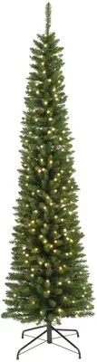 Everlands Pencil pine grote verlichte kunstkerstboom groen 210cm, 280 lampjes - afbeelding 1