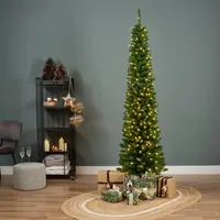 Everlands Pencil pine grote verlichte kunstkerstboom groen 210cm, 280 lampjes - afbeelding 2