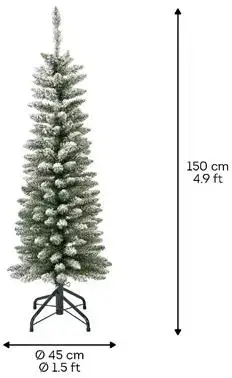 Everlands Pencil pine kunstkerstboom besneeuwd groen 150cm - afbeelding 3
