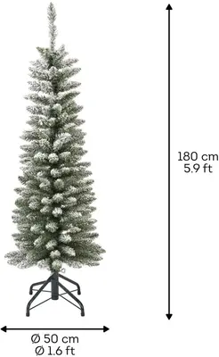 Everlands Pencil pine kunstkerstboom besneeuwd groen 180cm - afbeelding 4