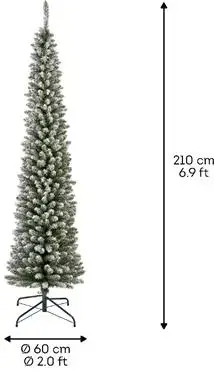 Everlands Pencil pine kunstkerstboom besneeuwd groen 210cm - afbeelding 3