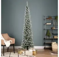 Everlands Pencil pine kunstkerstboom besneeuwd groen 210cm - afbeelding 2