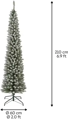 Everlands Pencil pine kunstkerstboom besneeuwd groen 210cm - afbeelding 4