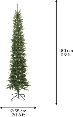Everlands Slim fir - kunstkerstboom groen 1,8m x 55cm - afbeelding 4