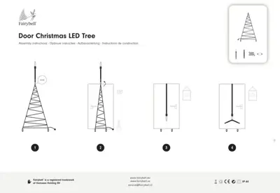 Fairybell deurkerstboom 210 cm 120LED warm wit - afbeelding 4