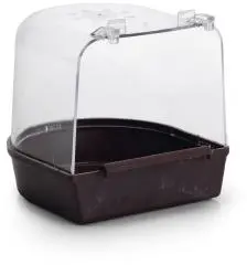 Fauna vogelbadhuisje plastic 13x13x13cm bruin/transparant