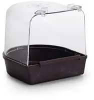 Fauna vogelbadhuisje plastic 13x13x13cm bruin/transparant