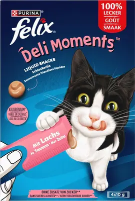 FELIX Deli Moments met Zalm vloeibare kattensnacks 4x10g - afbeelding 2