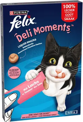 FELIX Deli Moments met Zalm vloeibare kattensnacks 4x10g - afbeelding 1