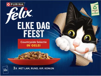 FELIX Elke Dag Feest Countryside Selectie in Gelei kattenvoer 12x85g - afbeelding 4