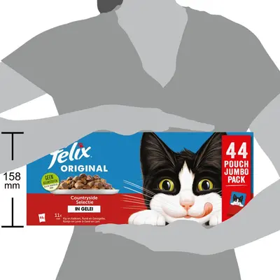 FELIX Original met Rund en Gevogelte, met Kip en Kalkoen, met Konijn en Lever, met Eend en Lam in Gelei, nat kattenvoer, 85g portiezakje - afbeelding 3