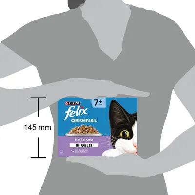 Felix Original Senior 7+ mix selectie in gelei rund, kip & kalkoen 12 x 85g - afbeelding 2
