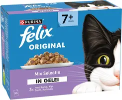 Felix Original Senior 7+ mix selectie in gelei rund, kip & kalkoen 12 x 85g - afbeelding 7