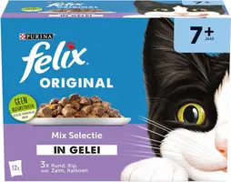 Felix Original Senior 7+ mix selectie in gelei rund, kip & kalkoen 12 x 85g - afbeelding 4