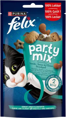 FELIX Party Mix Seaside met Zalm-, Koolvis- en Forelsmaak kattensnacks 60g - afbeelding 4
