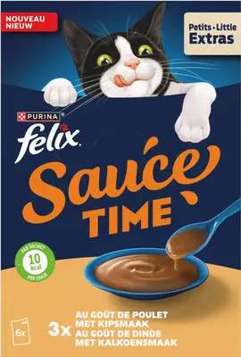 FELIX Sauce Time met Kip- en Kalkoensmaak natvoer 6x40g - afbeelding 2