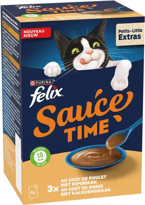 FELIX Sauce Time met Kip- en Kalkoensmaak natvoer 6x40g - afbeelding 3