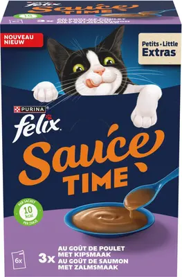 FELIX Sauce Time met Kip- en Zalmsmaak natvoer 6x40g - afbeelding 3