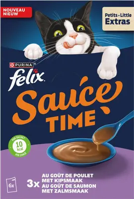 FELIX Sauce Time met Kip- en Zalmsmaak natvoer 6x40g - afbeelding 4