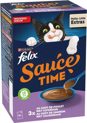 FELIX Sauce Time met Kip- en Zalmsmaak natvoer 6x40g - afbeelding 2