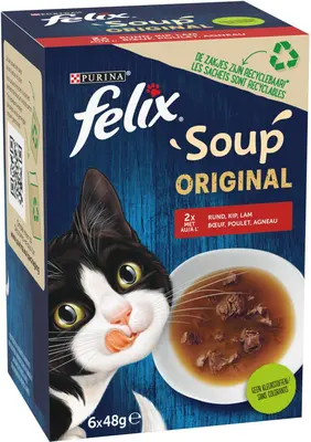 Felix Soup Original rund, kip & lam 6 x 48g - afbeelding 3