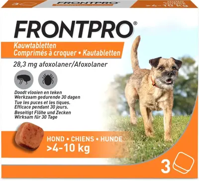 FRONTPRO kauwtabletten. Lekkere, makkelijke vlooien- en tekenbescherming voor honden