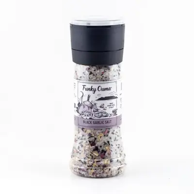 Funky Ouma Black garlic salt tin 320g