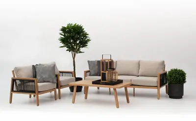 Garden Impressions stoel-bank loungeset decala teak look - afbeelding 1