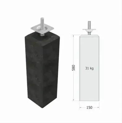 Gardenlux Betonpoer recht Antraciet 15x15x60 cm - afbeelding 3