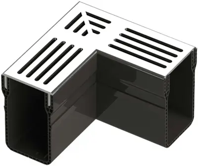 Gardenlux Garden Drain Hoekstuk Grijs aluminium 15x6,5x10 cm - afbeelding 1