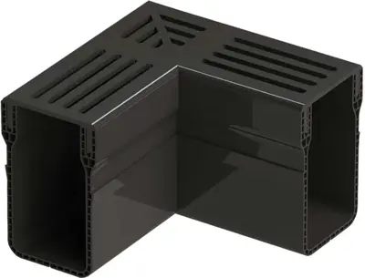 Gardenlux Garden Drain Hoekstuk Zwart aluminium 15x6,5x10 cm - afbeelding 1