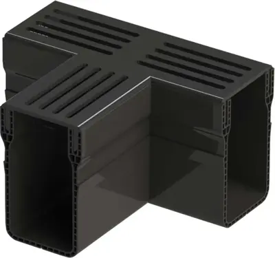 Gardenlux Garden Drain T-stuk Zwart aluminium 18,2x6,5x10,4 cm - afbeelding 1